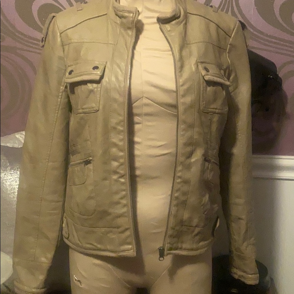 Beige leather jacket